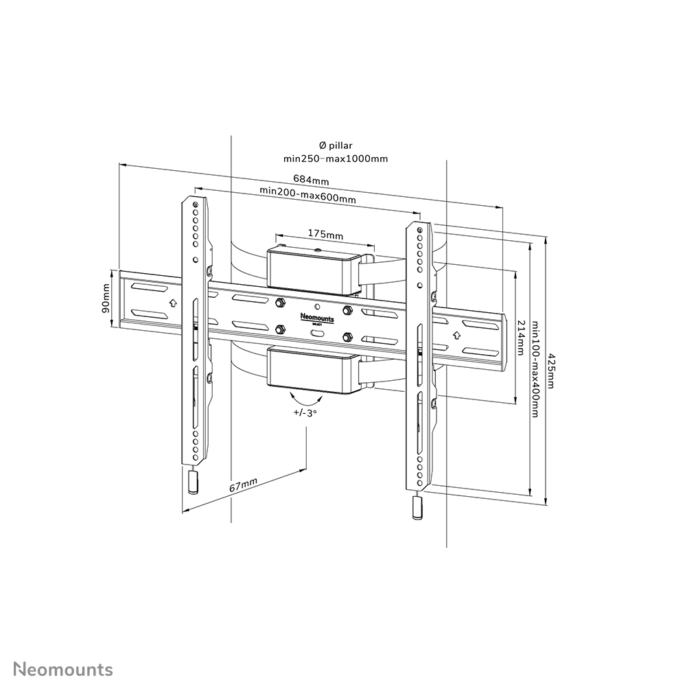 Neomounts WL30S-910BL16 Supporto TV per colonna 40-75" - fisso - bloccabile - diam. 25-100 cm - verticale